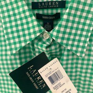 Ralph Lauren Men's Button Down Green Gingham Shirt
